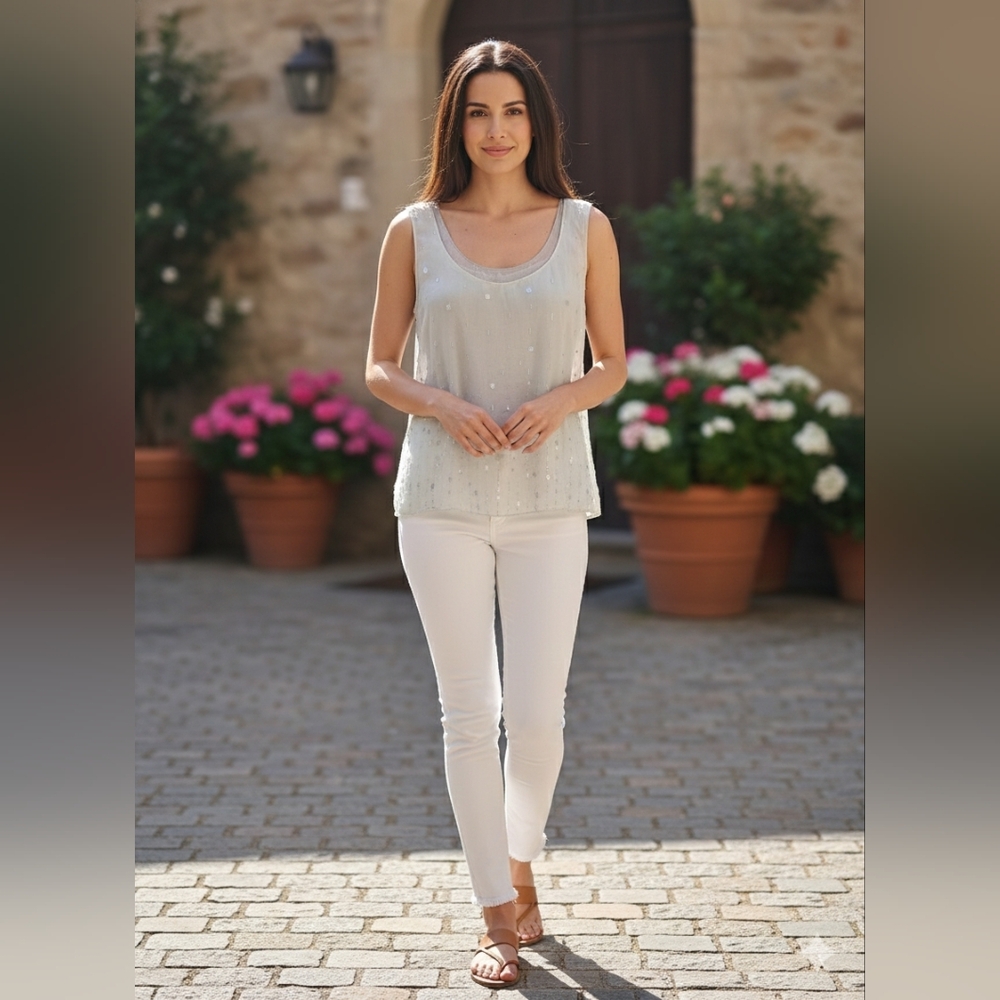 Donna Karan Light Gray Sleeveless Top